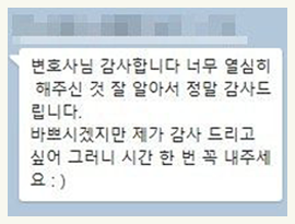 변호사님 너무 열심히 해주셔서 정말 감사드립니다